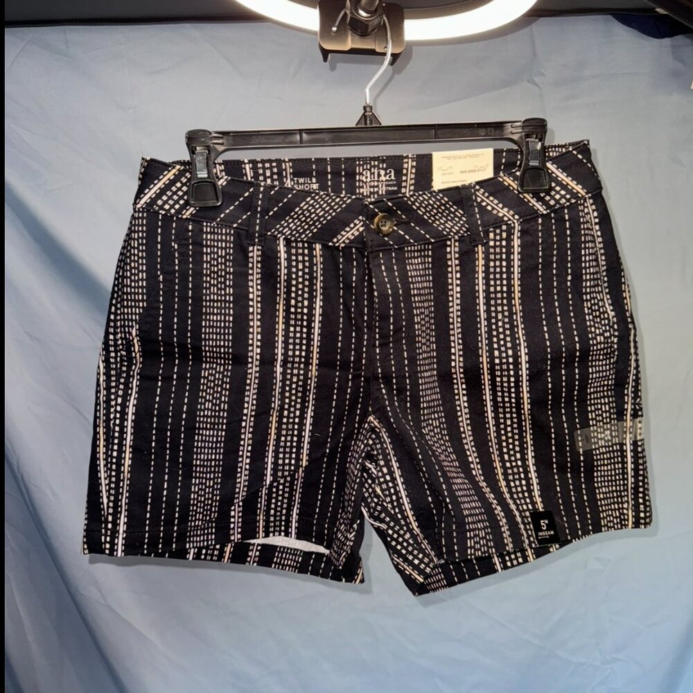 Black Striped Twill Shorts